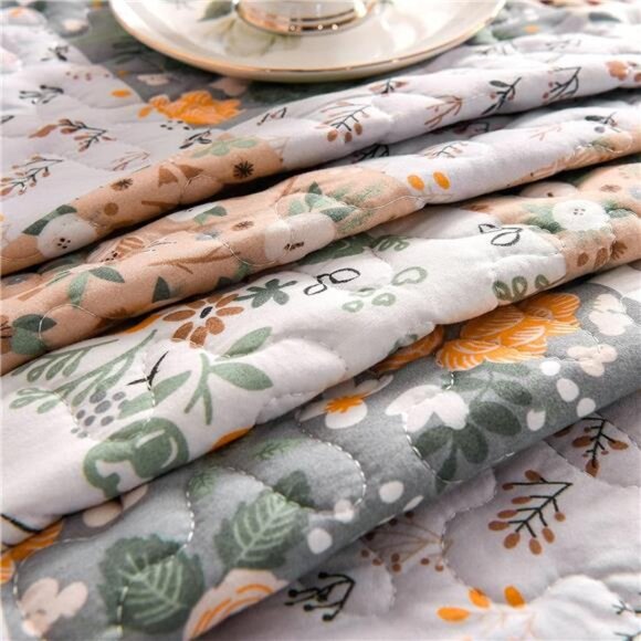 Boho Patchwork Pattern Quilted Throw Blanket for Bed/Couch/Sofa, Soft - Picture 3 of 7